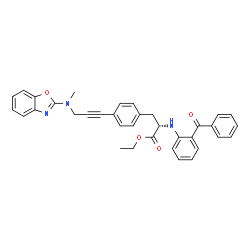 ChemSpider 2D Image | Ethyl 4-{3-[1,3-benzoxazol-2-yl(methyl)amino]-1-propyn-1-yl}-N-(2-benzoylphenyl)-L-phenylalaninate | C35H31N3O4