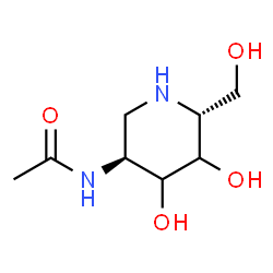 ChemSpider 2D Image | N-[(3S,6R)-4,5-Dihydroxy-6-(hydroxymethyl)-3-piperidinyl]acetamide | C8H16N2O4
