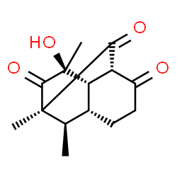 ChemSpider 2D Image | (1R,3S,7R,8S,9S,11R)-9-Hydroxy-1,9,11-trimethyltricyclo[5.3.1.0~3,8~]undecane-2,4,10-trione | C14H18O4