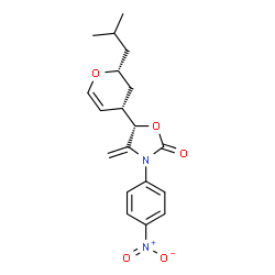 ChemSpider 2D Image | (5S)-5-[(2R,4S)-2-Isobutyl-3,4-dihydro-2H-pyran-4-yl]-4-methylene-3-(4-nitrophenyl)-1,3-oxazolidin-2-one | C19H22N2O5