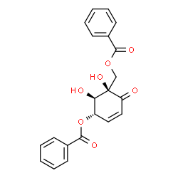 ChemSpider 2D Image | [(1R,5S,6R)-5-(Benzoyloxy)-1,6-dihydroxy-2-oxo-3-cyclohexen-1-yl]methyl benzoate | C21H18O7