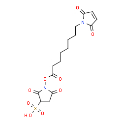 ChemSpider 2D Image | 1-{[8-(2,5-Dioxo-2,5-dihydro-1H-pyrrol-1-yl)octanoyl]oxy}-2,5-dioxo-3-pyrrolidinesulfonic acid | C16H20N2O9S