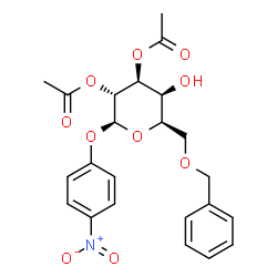 ChemSpider 2D Image | 4-Nitrophenyl 2,3-di-O-acetyl-6-O-benzyl-beta-D-galactopyranoside | C23H25NO10