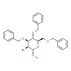 ChemSpider 2D Image | Methyl 3,4,6-tri-O-benzyl-2-bromo-2-deoxy-alpha-D-mannopyranoside | C28H31BrO5