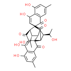 ChemSpider 2D Image | (1S,13R,14S,15S,16R,28R)-8,10,23,25-Tetrahydroxy-14-[(1R)-1-hydroxyethyl]-28-[(1S)-1-hydroxyethyl]-6,21-dimethyloctacyclo[14.11.1.0~2,11~.0~2,15~.0~4,9~.0~13,17~.0~17,26~.0~19,24~]octacosa-4,6,8,10,19
,21,23,25-octaene-3,12,18,27-tetrone | C34H30O10