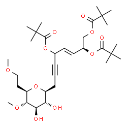 ChemSpider 2D Image | (1S,5R)-1,5-Anhydro-5-(2-methoxyethyl)-4-O-methyl-1-{(5E,7S)-4,7,8-tris[(2,2-dimethylpropanoyl)oxy]-5-octen-2-yn-1-yl}-D-xylitol | C32H52O11