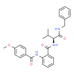 ChemSpider 2D Image | N-[(2S)-1-(Benzylamino)-3-methyl-1-oxo-2-butanyl]-2-[(4-methoxybenzoyl)amino]benzamide | C27H29N3O4