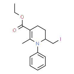 ChemSpider 2D Image | Ethyl 6-(iodomethyl)-2-methyl-1-phenyl-1,4,5,6-tetrahydro-3-pyridinecarboxylate | C16H20INO2