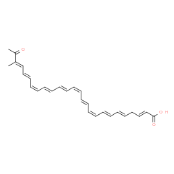ChemSpider 2D Image | (2E,5E,7E,9Z,11E,13Z,15E,17E,19Z,21E,23E)-24-Methyl-25-oxo-2,5,7,9,11,13,15,17,19,21,23-hexacosaundecaenoic acid | C27H30O3