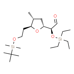 ChemSpider 2D Image | (6S)-3,6-Anhydro-4,5-dideoxy-6-(2-{[dimethyl(2-methyl-2-propanyl)silyl]oxy}ethyl)-5-methyl-2-O-(triethylsilyl)-L-xylo-hexose | C21H44O4Si2