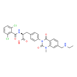 ChemSpider 2D Image | N-(2,6-Dichlorobenzoyl)-4-{7-[(ethylamino)methyl]-1-methyl-2,4-dioxo-1,4-dihydro-3(2H)-quinazolinyl}-L-phenylalanine | C28H26Cl2N4O5