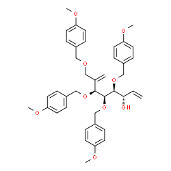 ChemSpider 2D Image | (3S,4S,5S,6S)-4,5,6-Tris[(4-methoxybenzyl)oxy]-7-{[(4-methoxybenzyl)oxy]methyl}-1,7-octadien-3-ol | C41H48O9