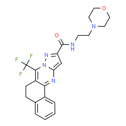 ChemSpider 2D Image | N-[2-(4-Morpholinyl)ethyl]-7-(trifluoromethyl)-5,6-dihydrobenzo[h]pyrazolo[5,1-b]quinazoline-10-carboxamide | C22H22F3N5O2