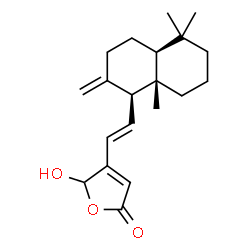 ChemSpider 2D Image | 5-Hydroxy-4-{(E)-2-[(1S,4aS,8aS)-5,5,8a-trimethyl-2-methylenedecahydro-1-naphthalenyl]vinyl}-2(5H)-furanone | C20H28O3