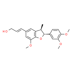 ChemSpider 2D Image | (2E)-3-[(2R,3R)-2-(3,4-Dimethoxyphenyl)-7-methoxy-3-methyl-2,3-dihydro-1-benzofuran-5-yl]-2-propen-1-ol | C21H24O5