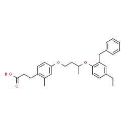 ChemSpider 2D Image | 3-{4-[3-(2-Benzyl-4-ethylphenoxy)butoxy]-2-methylphenyl}propanoic acid | C29H34O4
