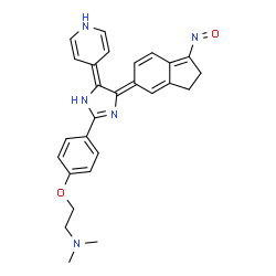ChemSpider 2D Image | N,N-Dimethyl-2-{4-[(4Z)-4-(1-nitroso-2,3-dihydro-5H-inden-5-ylidene)-5-(4(1H)-pyridinylidene)-4,5-dihydro-1H-imidazol-2-yl]phenoxy}ethanamine | C27H27N5O2
