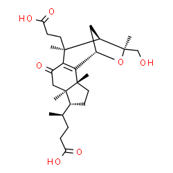 ChemSpider 2D Image | (4R)-4-[(1S,3R,6R,7R,11S,12R,13S)-11-(2-Carboxyethyl)-13-(hydroxymethyl)-3,7,11,13-tetramethyl-9-oxo-14-oxatetracyclo[10.2.1.0~2,10~.0~3,7~]pentadec-2(10)-en-6-yl]pentanoic acid | C27H40O7