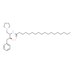 ChemSpider 2D Image | N-[(2S,3S)-3-Hydroxy-4-phenyl-1-(1-pyrrolidinyl)-2-butanyl]octadecanamide | C32H56N2O2