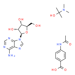 ChemSpider 2D Image | 4-acetamidobenzoic acid; (2R,3R,4S,5R)-2-(6-aminopurin-9-yl)-5-(hydroxymethyl)tetrahydrofuran-3,4-diol; 2-dimethylaminopropan-2-ol | C24H35N7O8