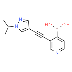 ChemSpider 2D Image | {3-[(1-Isopropyl-1H-pyrazol-4-yl)ethynyl]-4-pyridinyl}boronic acid | C13H14BN3O2