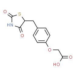 ChemSpider 2D Image | 2-(4-((2,4-Dioxothiazolidin-5-yl)methyl)phenoxy)acetic acid | C12H11NO5S