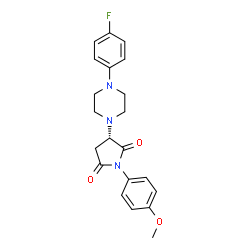 ChemSpider 2D Image | (3S)-3-[4-(4-Fluorophenyl)-1-piperazinyl]-1-(4-methoxyphenyl)-2,5-pyrrolidinedione | C21H22FN3O3