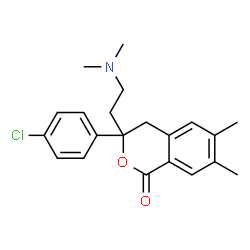 ChemSpider 2D Image | 3-(4-Chlorophenyl)-3-[2-(dimethylamino)ethyl]-6,7-dimethyl-3,4-dihydro-1H-isochromen-1-one | C21H24ClNO2