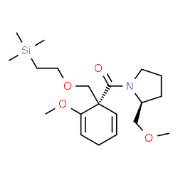 ChemSpider 2D Image | [(2S)-2-(Methoxymethyl)-1-pyrrolidinyl][(1S)-2-methoxy-1-{[2-(trimethylsilyl)ethoxy]methyl}-2,5-cyclohexadien-1-yl]methanone | C20H35NO4Si