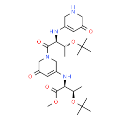 ChemSpider 2D Image | Methyl O-(2-methyl-2-propanyl)-N-{1-[O-(2-methyl-2-propanyl)-N-(5-oxo-1,2,5,6-tetrahydro-3-pyridinyl)-L-threonyl]-5-oxo-1,2,5,6-tetrahydro-3-pyridinyl}-L-threoninate | C27H44N4O7