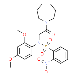 ChemSpider 2D Image | N-[2-(1-Azepanyl)-2-oxoethyl]-N-(2,4-dimethoxyphenyl)-2-nitrobenzenesulfonamide | C22H27N3O7S