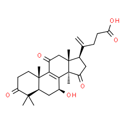 ChemSpider 2D Image | (5alpha,7beta)-7-Hydroxy-4,4,14-trimethyl-3,11,15-trioxochola-8,20-dien-24-oic acid | C27H36O6