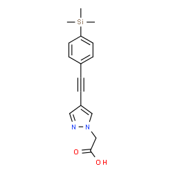 ChemSpider 2D Image | (4-{[4-(Trimethylsilyl)phenyl]ethynyl}-1H-pyrazol-1-yl)acetic acid | C16H18N2O2Si