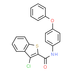 ChemSpider 2D Image | 3-Chloro-N-(4-phenoxyphenyl)-1-benzothiophene-2-carboxamide | C21H14ClNO2S