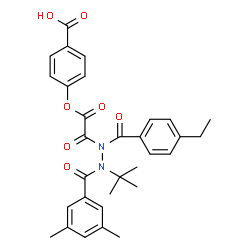 ChemSpider 2D Image | 4-{2-[2-(3,5-Dimethylbenzoyl)-1-(4-ethylbenzoyl)-2-(2-methyl-2-propanyl)hydrazino](oxo)acetoxy}benzoic acid | C31H32N2O7