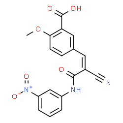 ChemSpider 2D Image | 5-{(1Z)-2-Cyano-3-[(3-nitrophenyl)amino]-3-oxo-1-propen-1-yl}-2-methoxybenzoic acid | C18H13N3O6