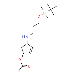 ChemSpider 2D Image | (1R,4S)-4-[(3-{[Dimethyl(2-methyl-2-propanyl)silyl]oxy}propyl)amino]-2-cyclopenten-1-yl acetate | C16H31NO3Si