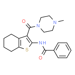 ChemSpider 2D Image | N-[3-(4-methylpiperazine-1-carbonyl)-4,5,6,7-tetrahydro-1-benzothiophen-2-yl]benzamide | C21H25N3O2S