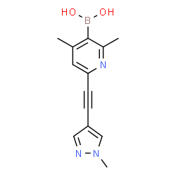 ChemSpider 2D Image | {2,4-Dimethyl-6-[(1-methyl-1H-pyrazol-4-yl)ethynyl]-3-pyridinyl}boronic acid | C13H14BN3O2