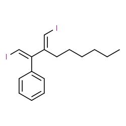 ChemSpider 2D Image | [(1E,3E)-1-Iodo-3-(iodomethylene)-1-nonen-2-yl]benzene | C16H20I2