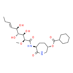 ChemSpider 2D Image | (3S,6S)-7-Oxo-6-{[(2S,3R,4R,5R,6E)-3,4,5-trihydroxy-2-methoxy-6-nonenoyl]amino}-3-azepanyl cyclohexanecarboxylate | C23H38N2O8