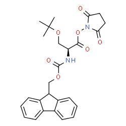 ChemSpider 2D Image | 2,5-Dioxo-1-pyrrolidinyl N-[(9H-fluoren-9-ylmethoxy)carbonyl]-O-(2-methyl-2-propanyl)-L-serinate | C26H28N2O7