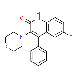 ChemSpider 2D Image | 6-bromo-3-(4-morpholinyl)-4-phenyl-1H-quinolin-2-one | C19H17BrN2O2