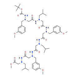 ChemSpider 2D Image | 25-Methyl 1-(2-methyl-2-propanyl) 7,15,23-triisobutyl-3,11,19-tris(3-methoxybenzyl)-5,9,13,17,21-pentaoxo-2,3,6,7,10,11,14,15,18,19,22,23-dodecaazapentacosane-1,25-dioate | C54H84N12O12