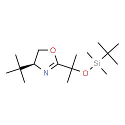 ChemSpider 2D Image | (4S)-2-(2-{[Dimethyl(2-methyl-2-propanyl)silyl]oxy}-2-propanyl)-4-(2-methyl-2-propanyl)-4,5-dihydro-1,3-oxazole | C16H33NO2Si
