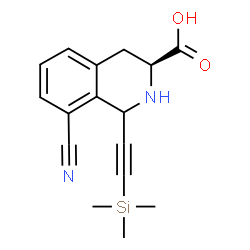 ChemSpider 2D Image | (3S)-8-Cyano-1-[(trimethylsilyl)ethynyl]-1,2,3,4-tetrahydro-3-isoquinolinecarboxylic acid | C16H18N2O2Si