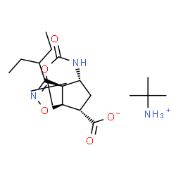 ChemSpider 2D Image | 2-Methylpropan-2-aminium (3aR,4R,6S,6aS)-4-((tert-butoxycarbonyl)amino)-3-(pentan-3-yl)-4,5,6,6a-tetrahydro-3aH-cyclopenta[d]isoxazole-6-carboxylate | C21H39N3O5