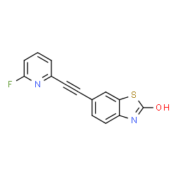 ChemSpider 2D Image | 6-[(6-Fluoro-2-pyridinyl)ethynyl]-1,3-benzothiazol-2-ol | C14H7FN2OS