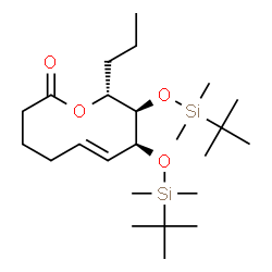 ChemSpider 2D Image | (6E,8S,9R,10R)-8,9-Bis{[dimethyl(2-methyl-2-propanyl)silyl]oxy}-10-propyl-3,4,5,8,9,10-hexahydro-2H-oxecin-2-one | C24H48O4Si2
