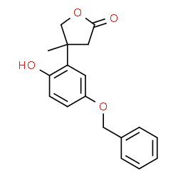 ChemSpider 2D Image | 4-[5-(Benzyloxy)-2-hydroxyphenyl]-4-methyldihydro-2(3H)-furanone | C18H18O4